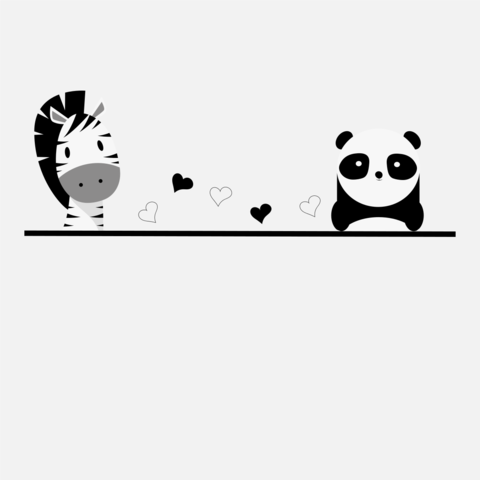 Adorable Animal Harmony Lovely Zebra and Panda Sign Template